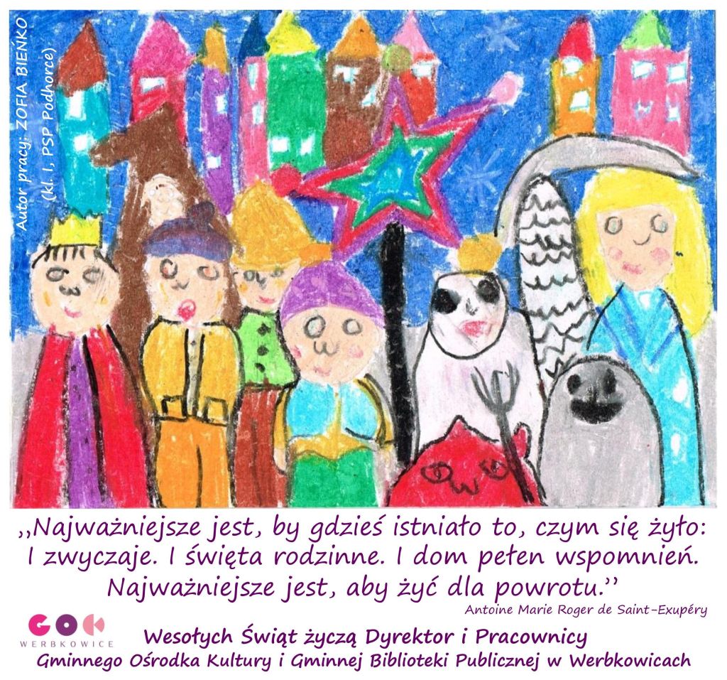 Kartka z życzeniami świątecznymi. Autor pracy: Zofia Bieńko, kl. I PSP Podhorce