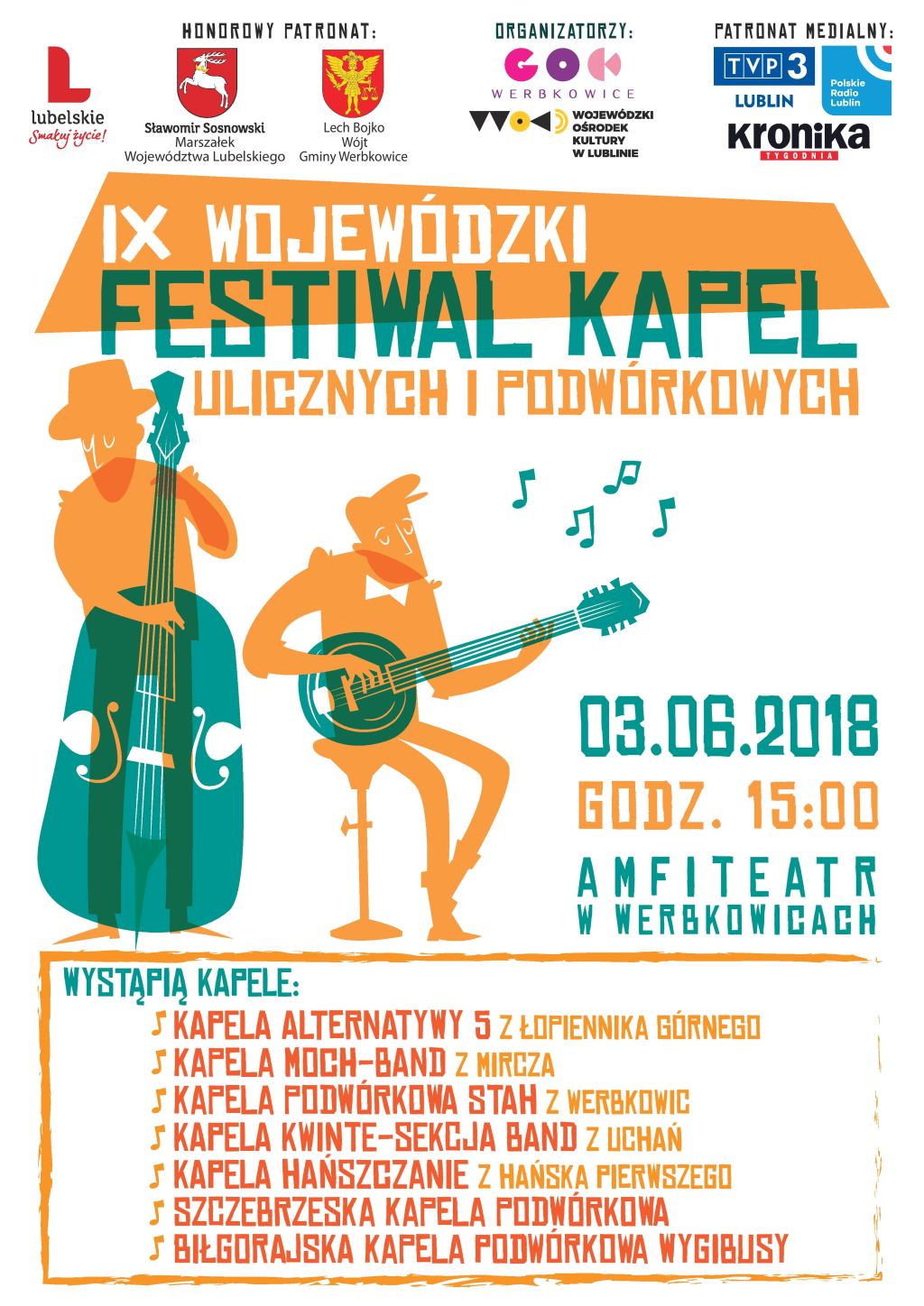 Plakat "IX Wojewódzki Festiwal Kapel Ulicznych i Podwórkowych"