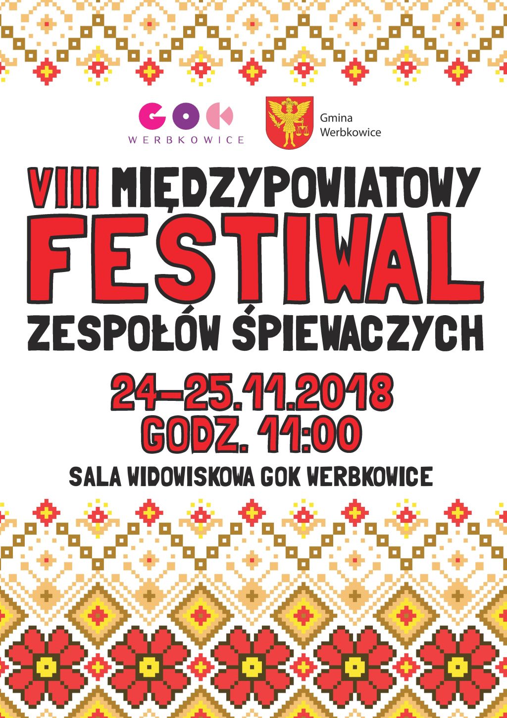 Plakat "VIII Międzypowiatowy Festiwal Zespołów Śpiewaczych"