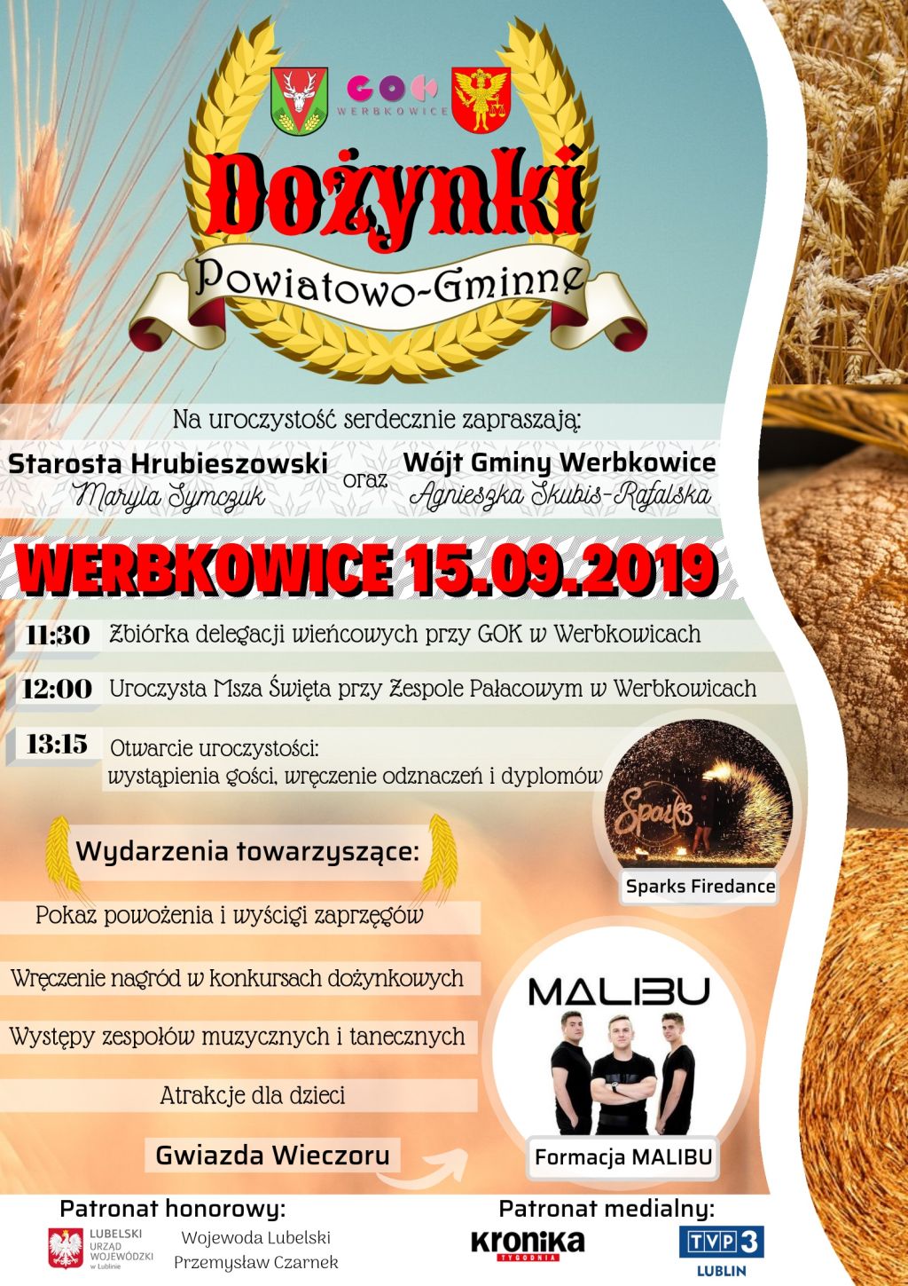 Plakat "Dożynki Powiatowo-Gminne – Werbkowice"