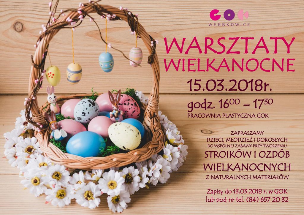 Plakat "Warsztaty wielkanocne 2018"