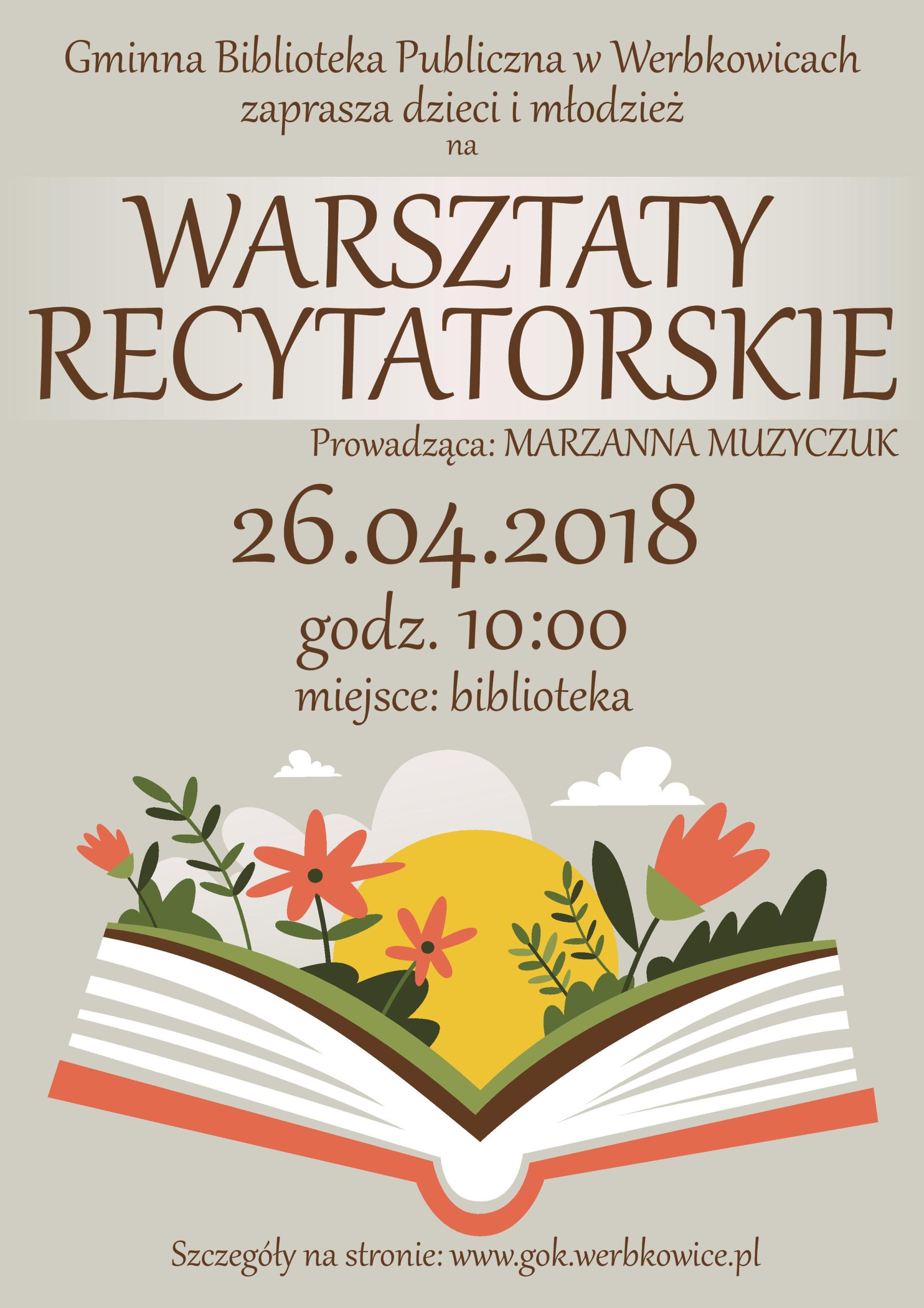 Plakat "Warsztaty recytatorskie"