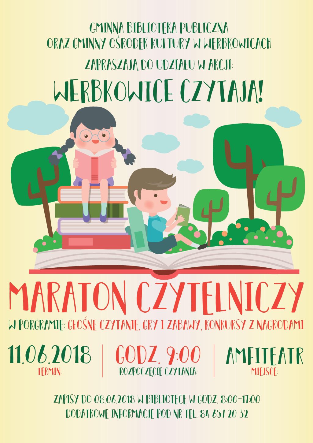 Plakat "Maraton Czytelniczy w Werbkowicach"