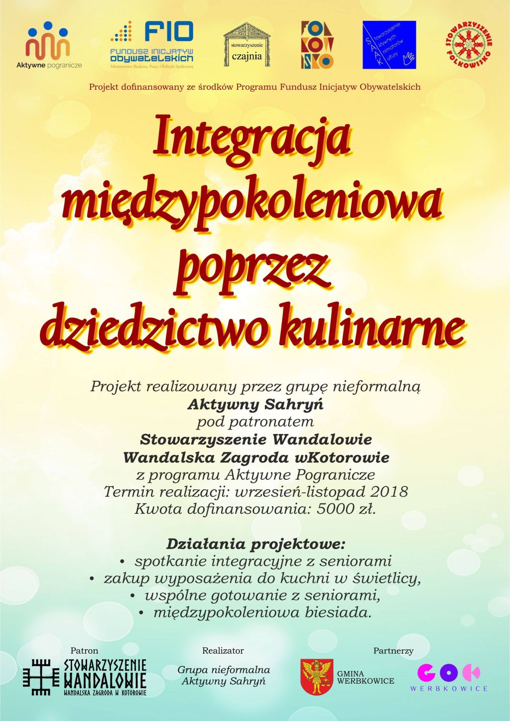 Plakat "Integracja międzypokoleniowa poprzez dziedzictwo kulinarne"