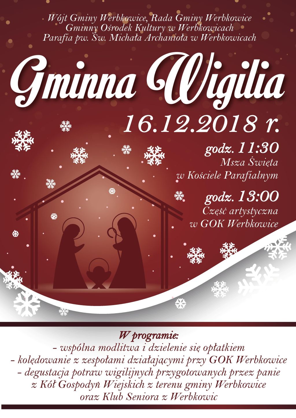 Plakat "Gminna Wigilia 2018"