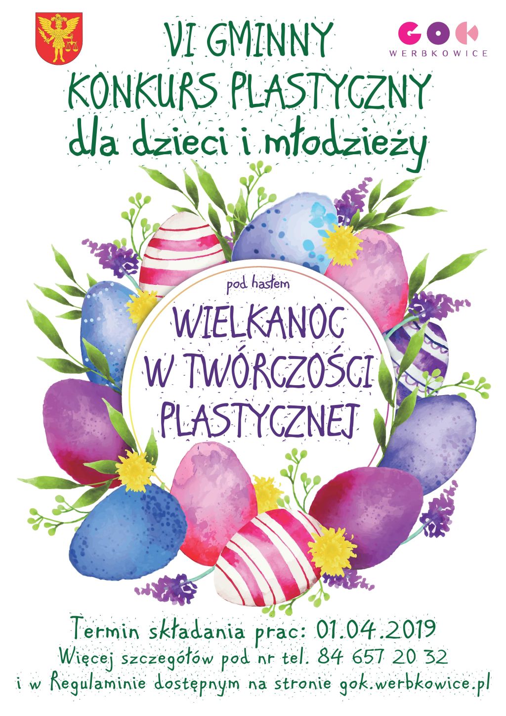 Plakat "VI Gminny Konkurs Plastyczny p.h. Wielkanoc w twórczości plastycznej"