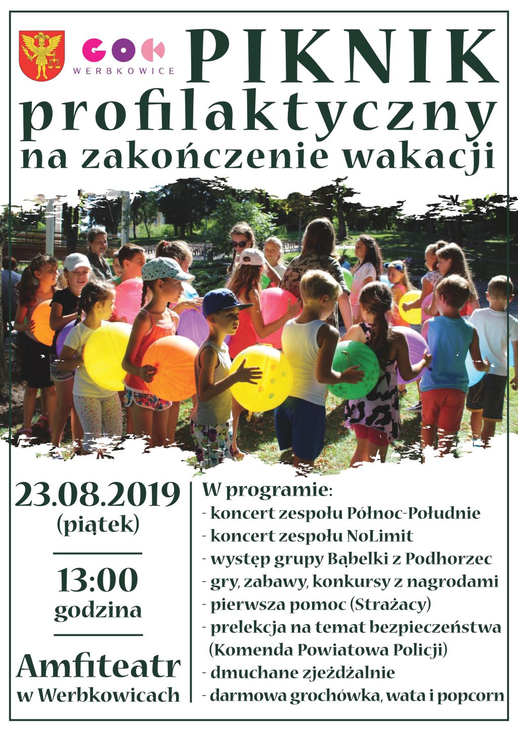 Plakat "Piknik profilaktyczny na zakończenie wakacji!"