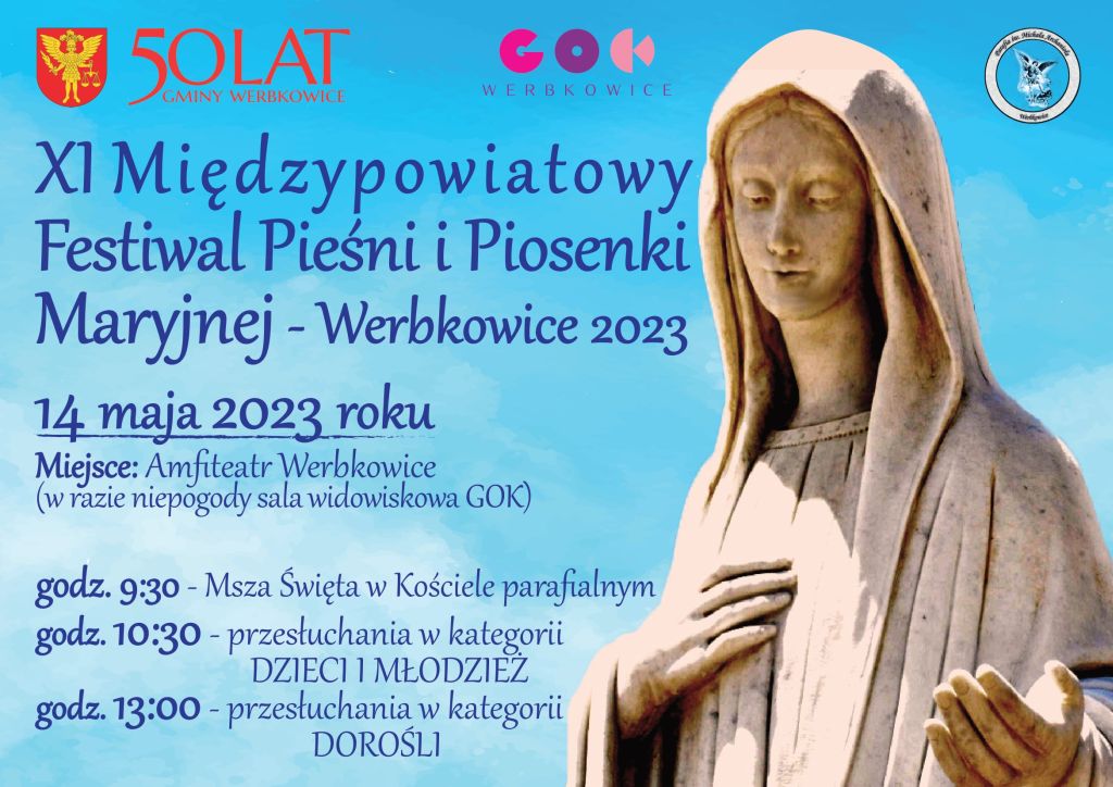 Zapraszamy do udziału XI Międzypowiatowym Festiwalu Pieśni i Piosenki Maryjnej 2023