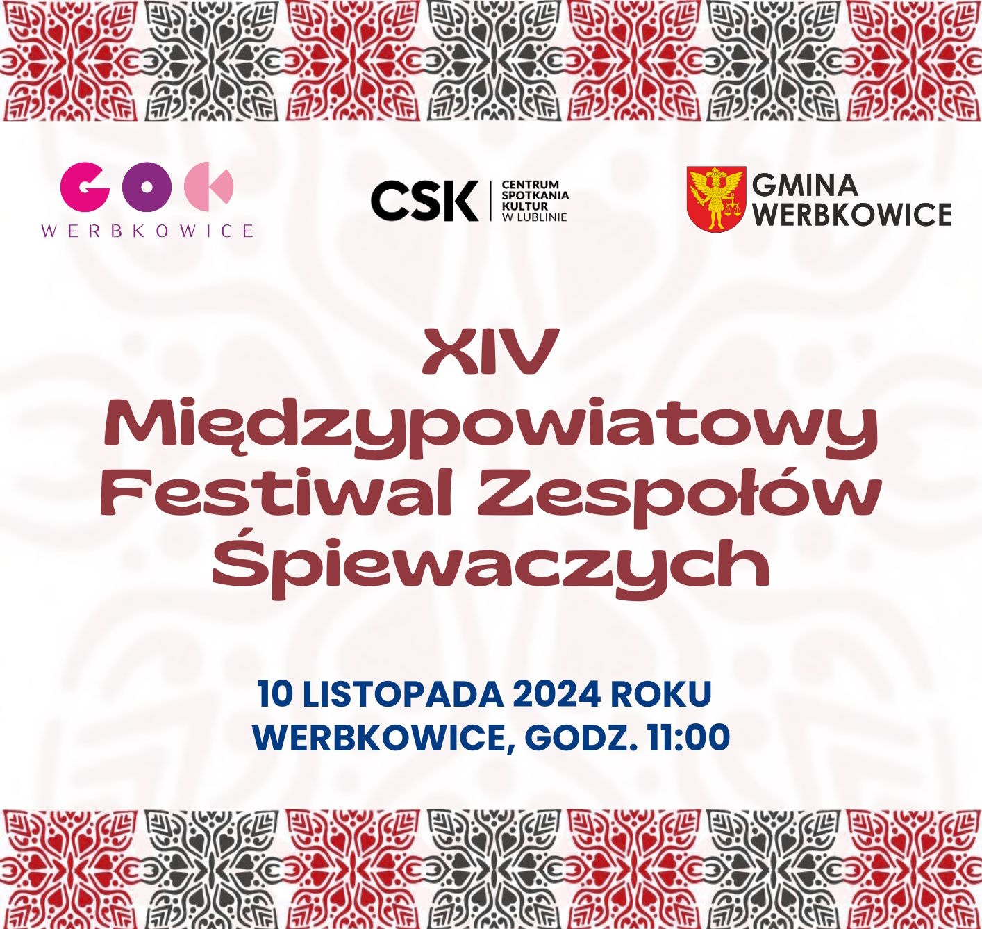 Plakat XIV Międzypowiatowy Festiwalu Zespołów Śpiewaczych