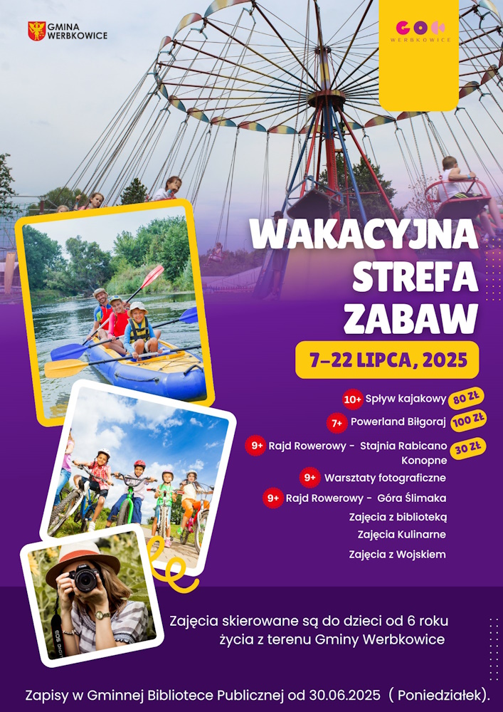 Plakat na Wakacyjną Strefę Zabaw