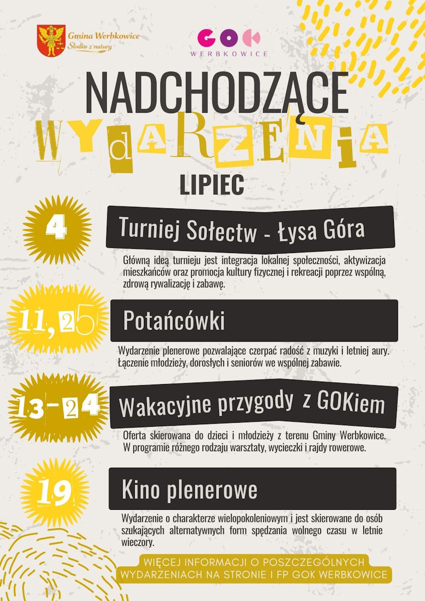 Plakat Nadchodzące wydarzenia Lipiec