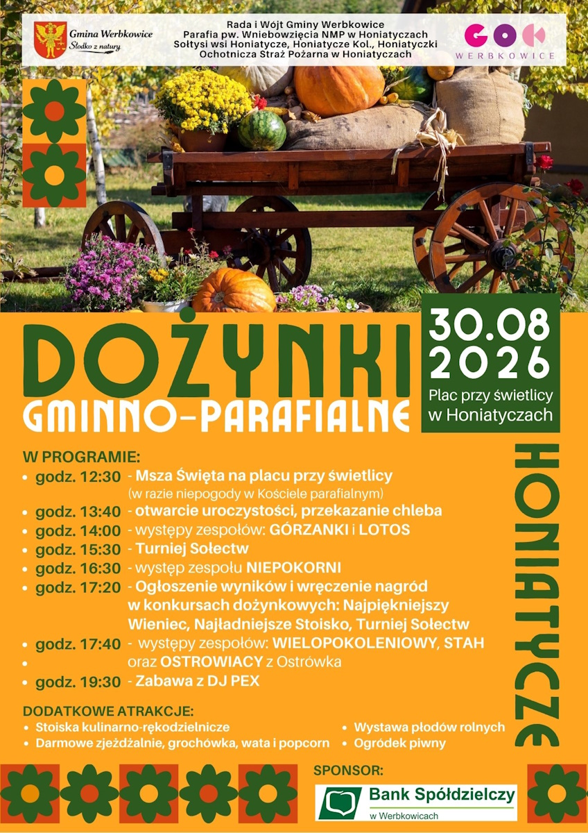 Plakat Dożynki Gminno-Parafialne Honiatycze 2026