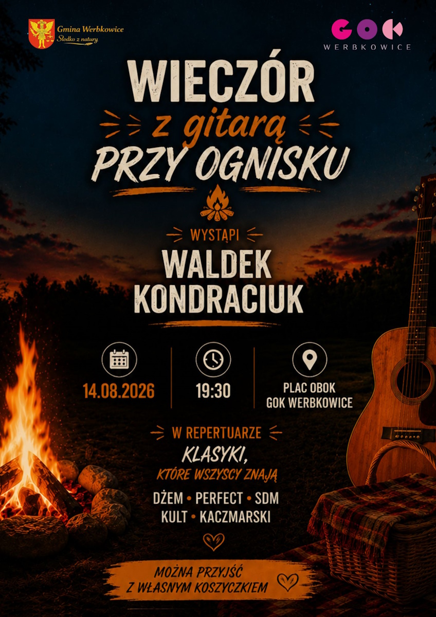 Plakat Wieczór z gitarą przy ognisku