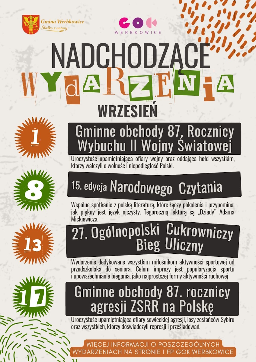 Nadchodzące wydarzenia we wrześniu