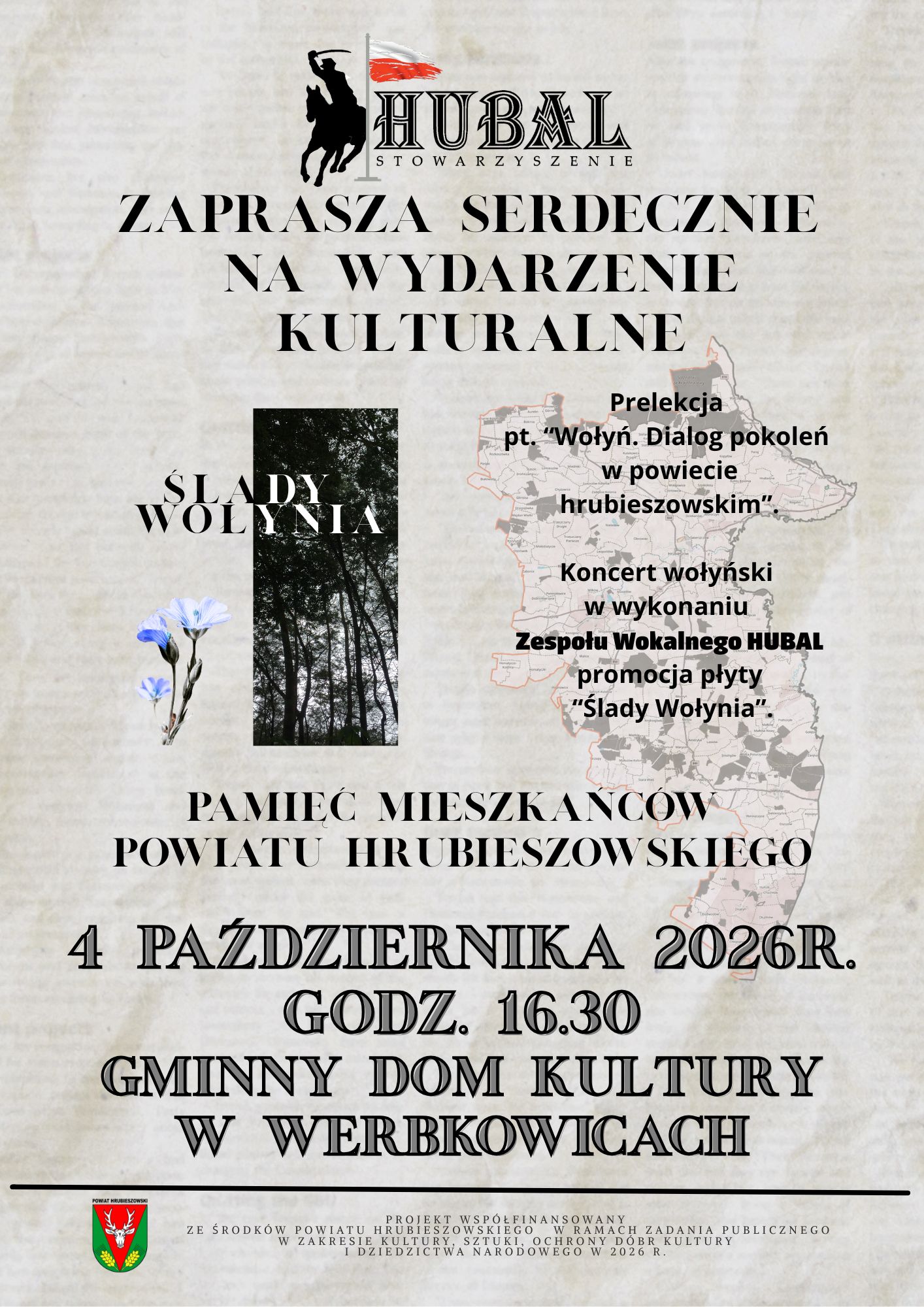 Plakat „Ślady Wołynia. Historia i pamięć mieszkańców powiatu hrubieszowskiego