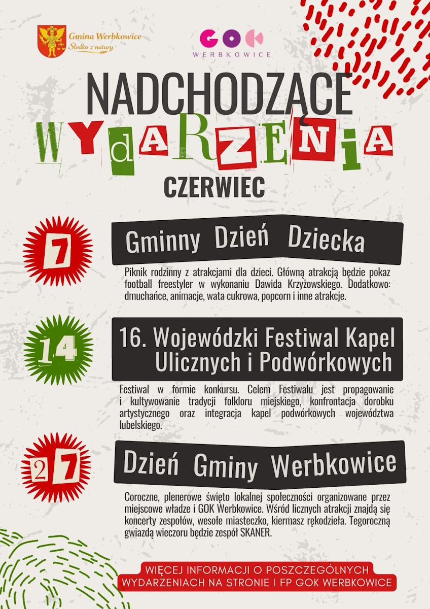 Plakat Nadchodzące wydarzenia Czerwiec