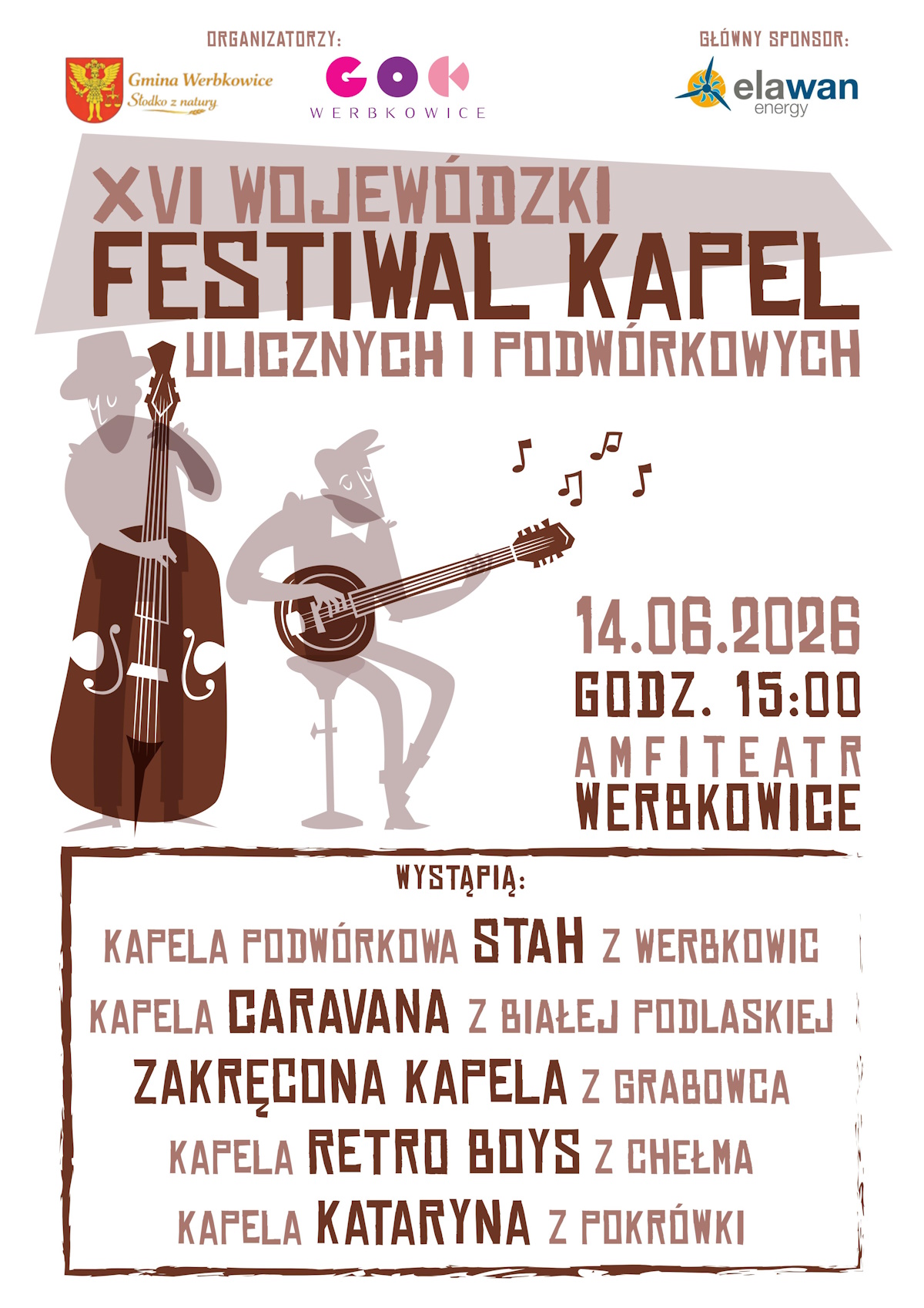 Plakat XVI Wojewódzki Festiwal Kapel Ulicznych i Podwórkowych